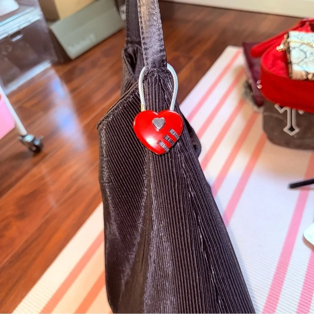 PrettyLittleThing Black Hobo Bag with Heart Charm